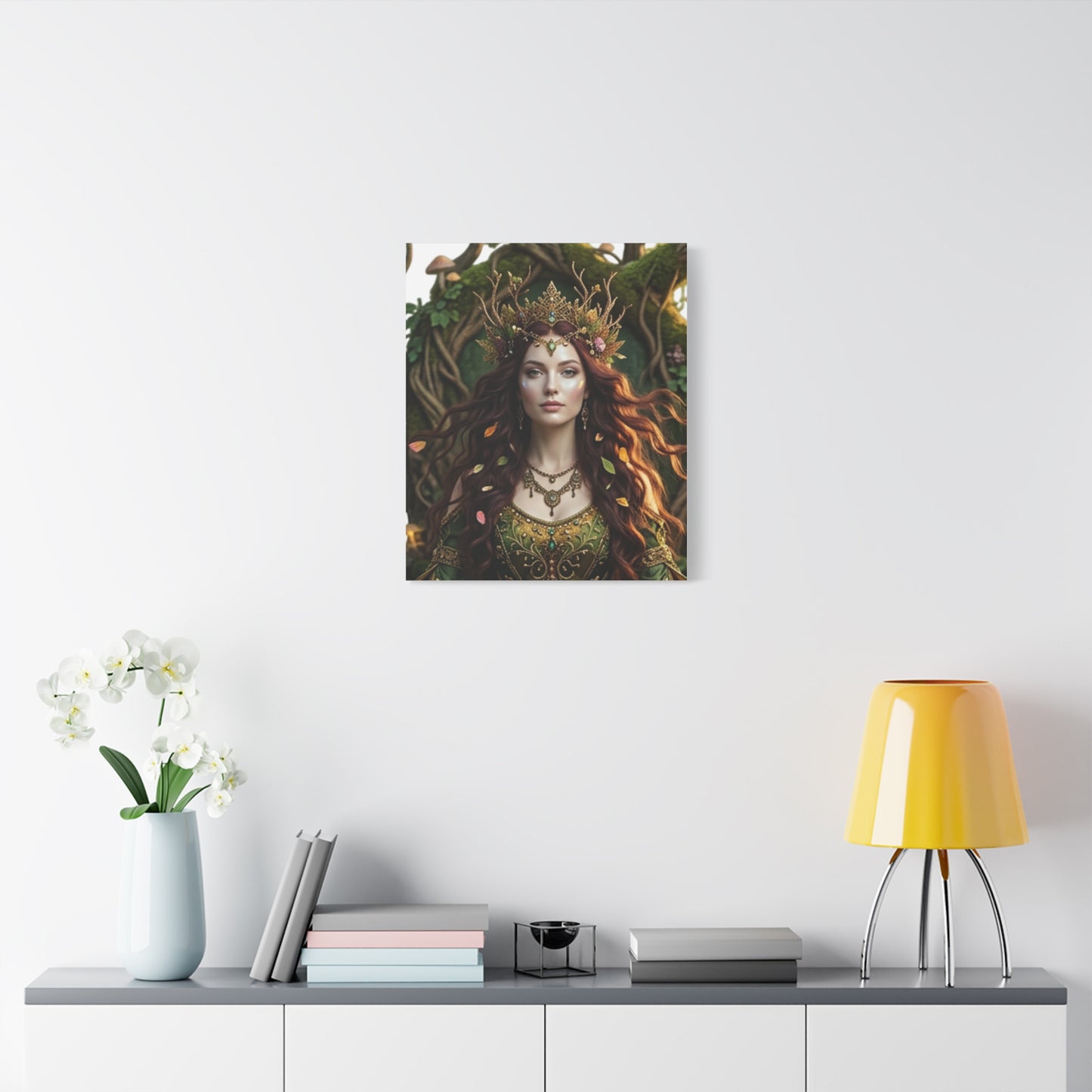 Forest Goddess Canvas Print – Ethereal Redhead Portrait Matte Stretched Wall Art
