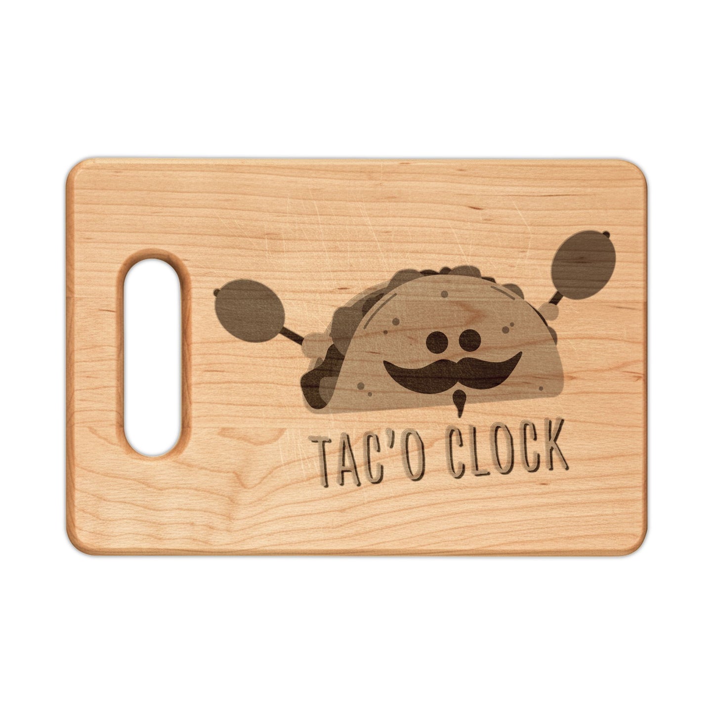 Taco Clock Engraved Wooden Cutting Board