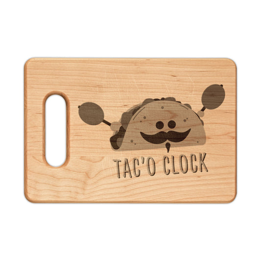 Taco Clock Engraved Wooden Cutting Board