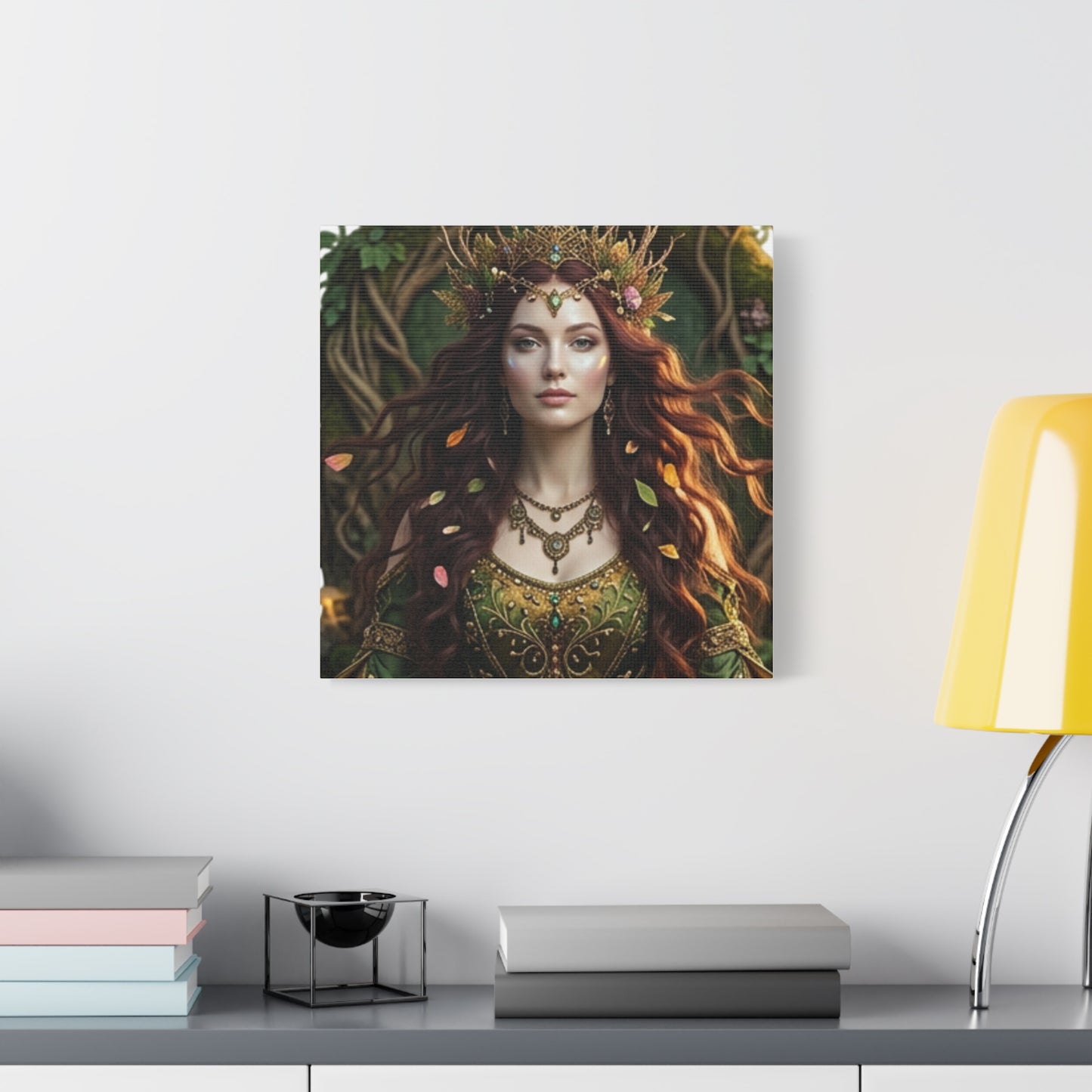Forest Goddess Canvas Print – Ethereal Redhead Portrait Matte Stretched Wall Art