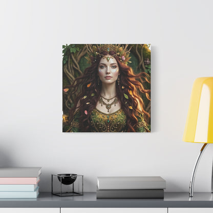 Forest Goddess Canvas Print – Ethereal Redhead Portrait Matte Stretched Wall Art