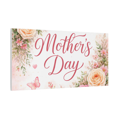 Mother's Day Canvas Wall Art - "Happy Mother's Day" Floral Stretched Matte Print
