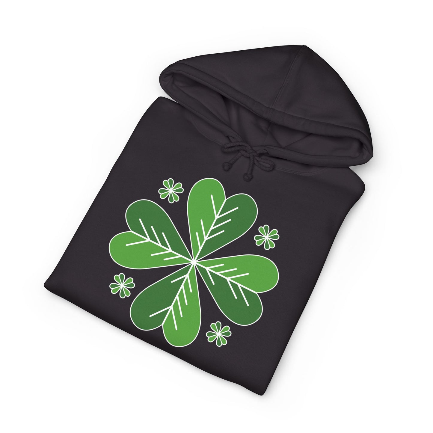 St. Patrick’s Day Clover Hoodie — Green Four-Leaf Shamrock Design
