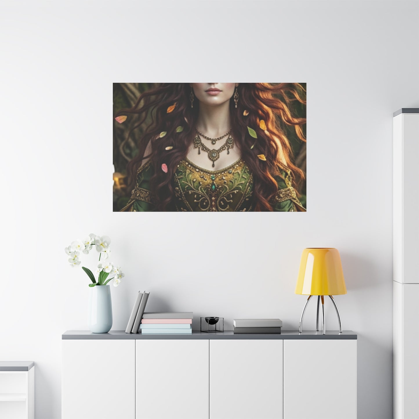 Forest Goddess Canvas Print – Ethereal Redhead Portrait Matte Stretched Wall Art