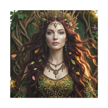 Forest Goddess Canvas Print – Ethereal Redhead Portrait Matte Stretched Wall Art