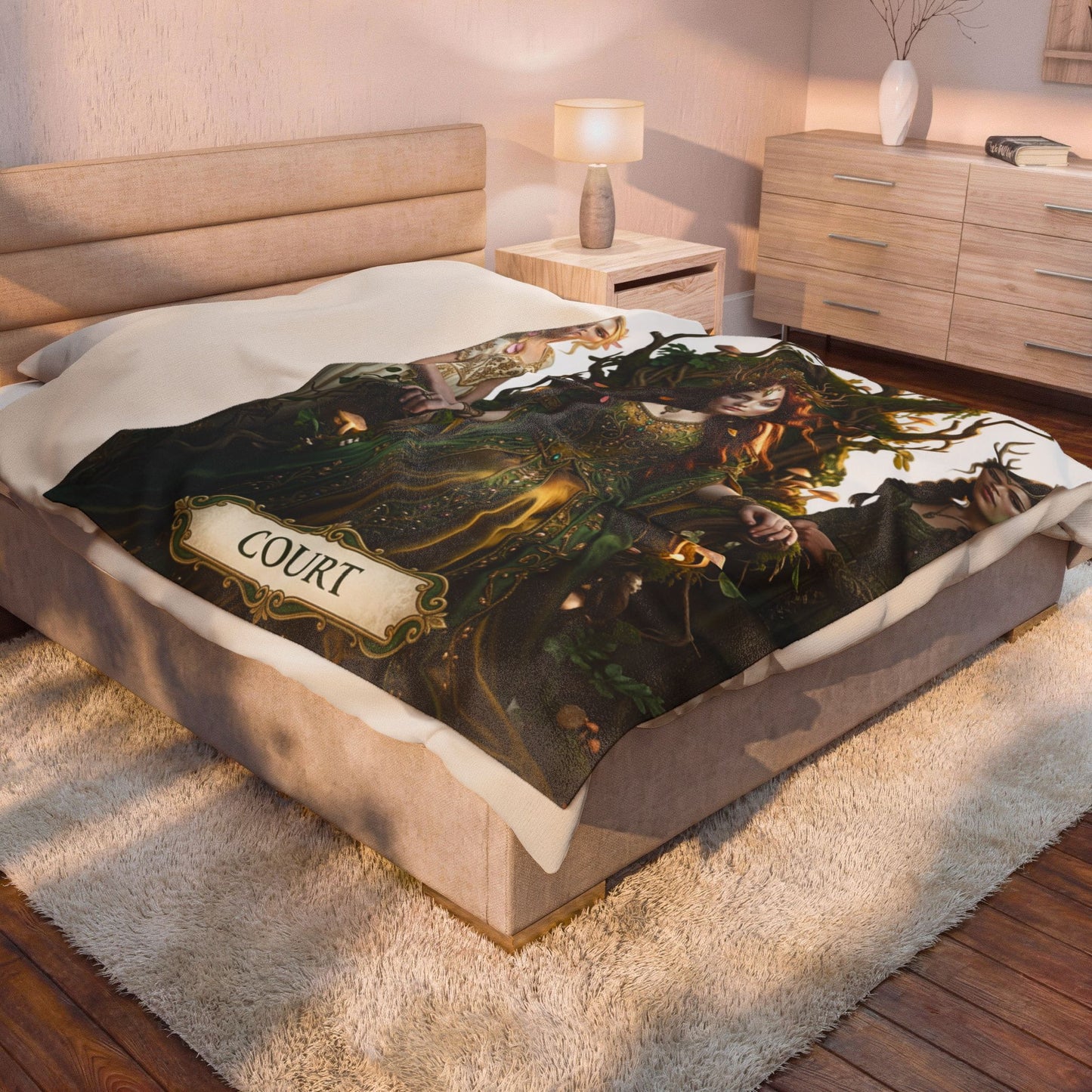 Court of the Forest Queen Velveteen Plush Blanket — Fantasy Goddess Throw
