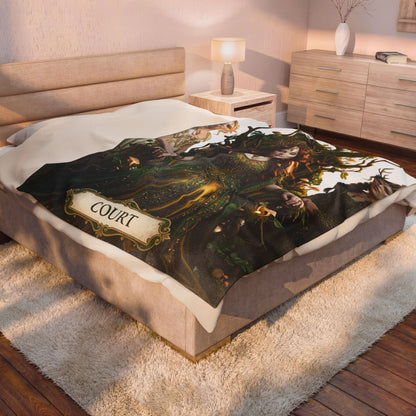 Court of the Forest Queen Velveteen Plush Blanket — Fantasy Goddess Throw