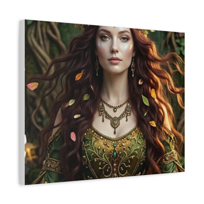 Forest Goddess Canvas Print – Ethereal Redhead Portrait Matte Stretched Wall Art