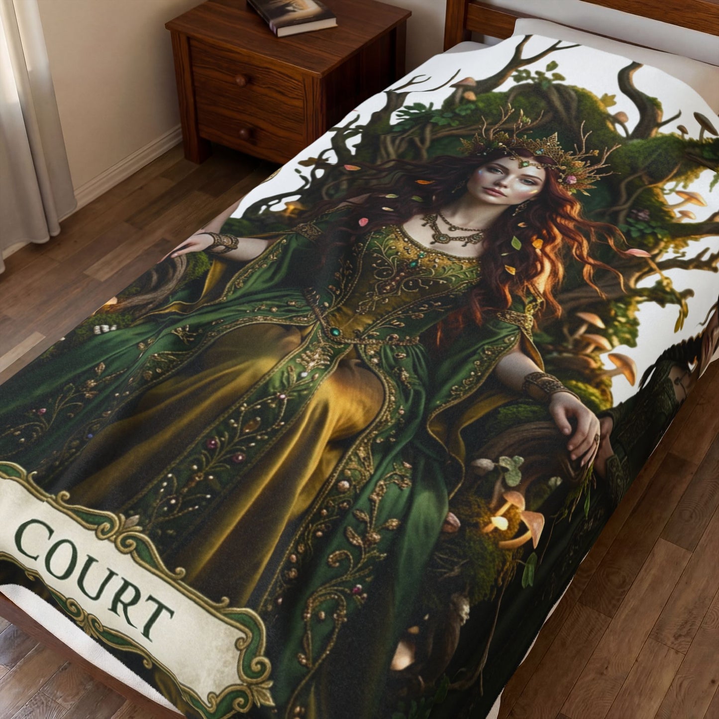 Court of the Forest Queen Velveteen Plush Blanket — Fantasy Goddess Throw