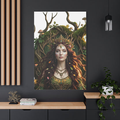 Forest Goddess Canvas Print – Ethereal Redhead Portrait Matte Stretched Wall Art