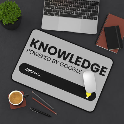 Desk Mat — "Knowledge Powered by Google" Search Bar Mousepad for Students & Tech Professionals