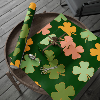 Clover Pattern Wrapping Paper — Green Shamrock Gift Wrap for St. Patrick’s Day & Spring Celebrations