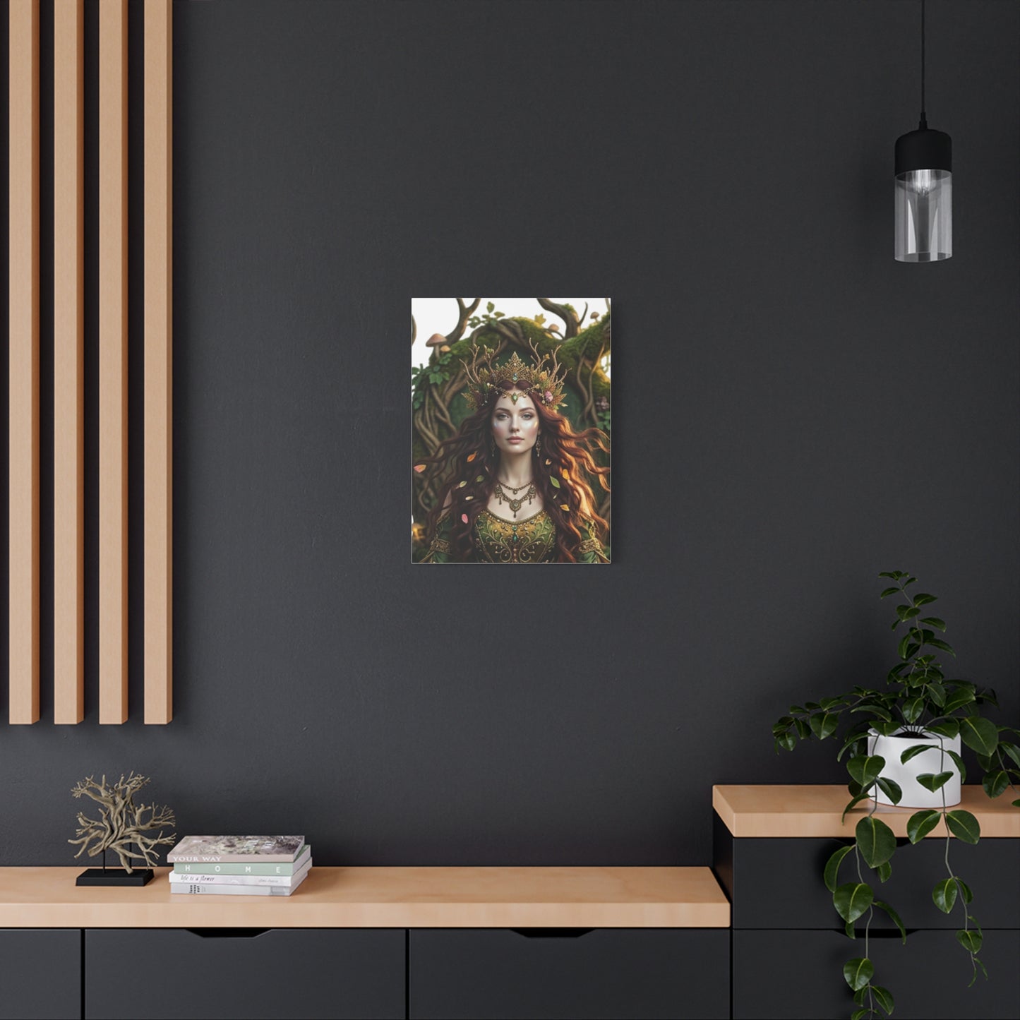 Forest Goddess Canvas Print – Ethereal Redhead Portrait Matte Stretched Wall Art