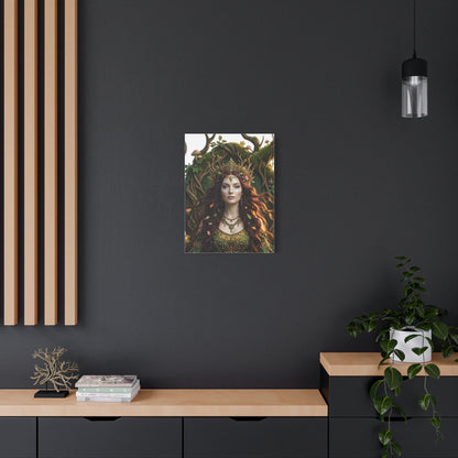 Forest Goddess Canvas Print – Ethereal Redhead Portrait Matte Stretched Wall Art