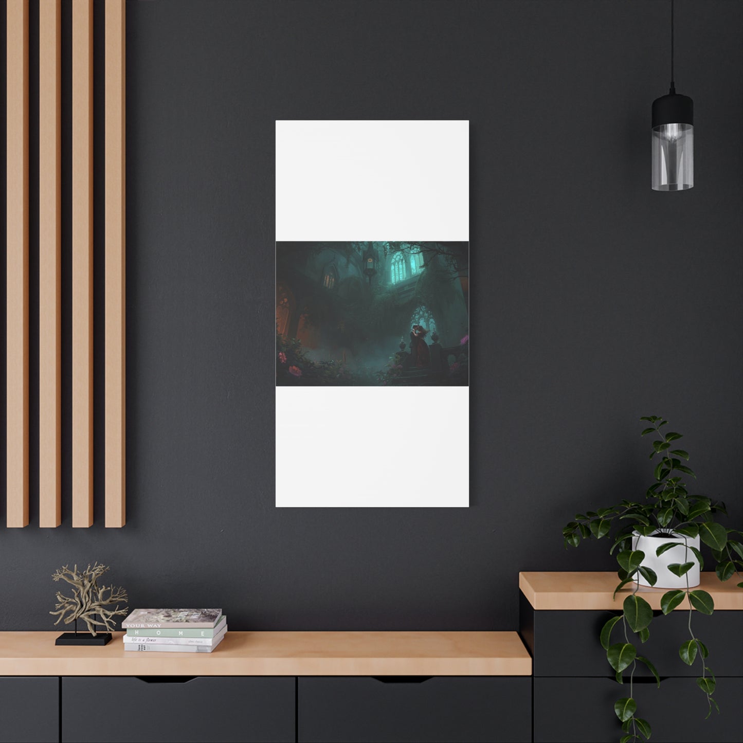 Gothic Romance Matte Canvas Wall Art — Enchanted Ruins with Lovers