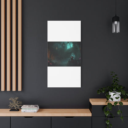Gothic Romance Matte Canvas Wall Art — Enchanted Ruins with Lovers