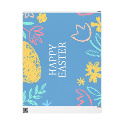 Easter Eggs & Chicks Wrapping Paper Roll — Cute Blue Holiday Gift Wrap