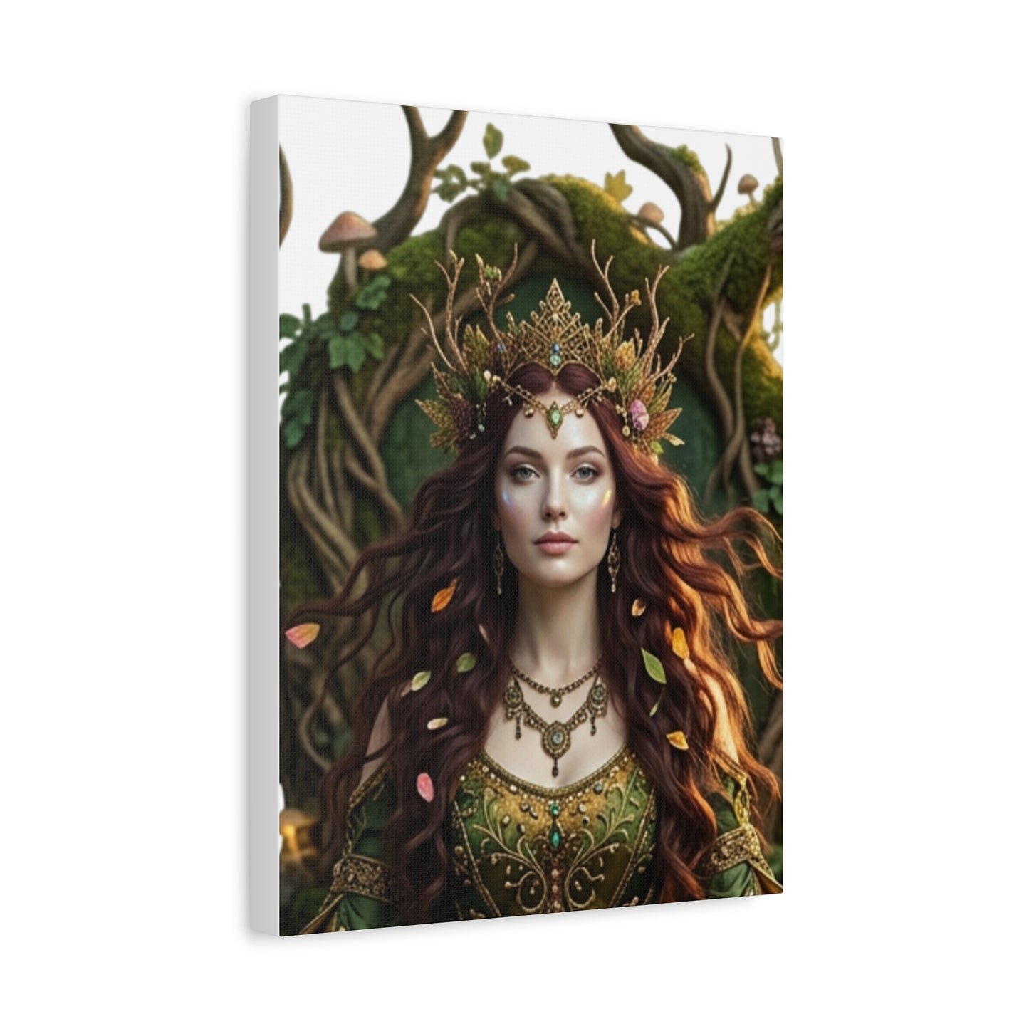 Forest Goddess Canvas Print – Ethereal Redhead Portrait Matte Stretched Wall Art