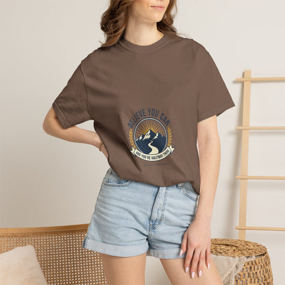 Believe You Can Mountain Motif T-Shirt