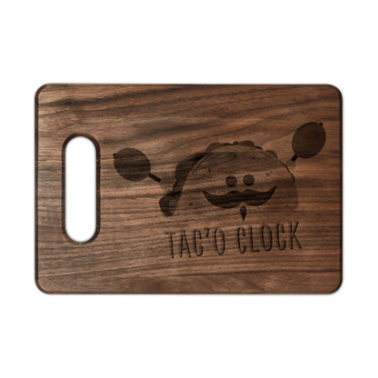 Taco Clock Engraved Wooden Cutting Board