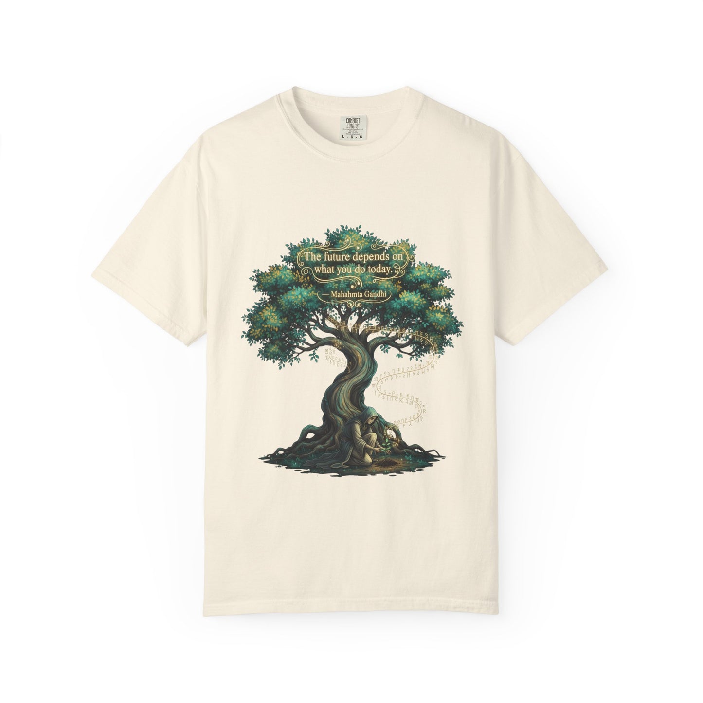 Tree of Wisdom T‑Shirt — "The future depends on what we do today" Nature Quote Tee