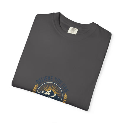 Believe You Can Mountain Motif T-Shirt