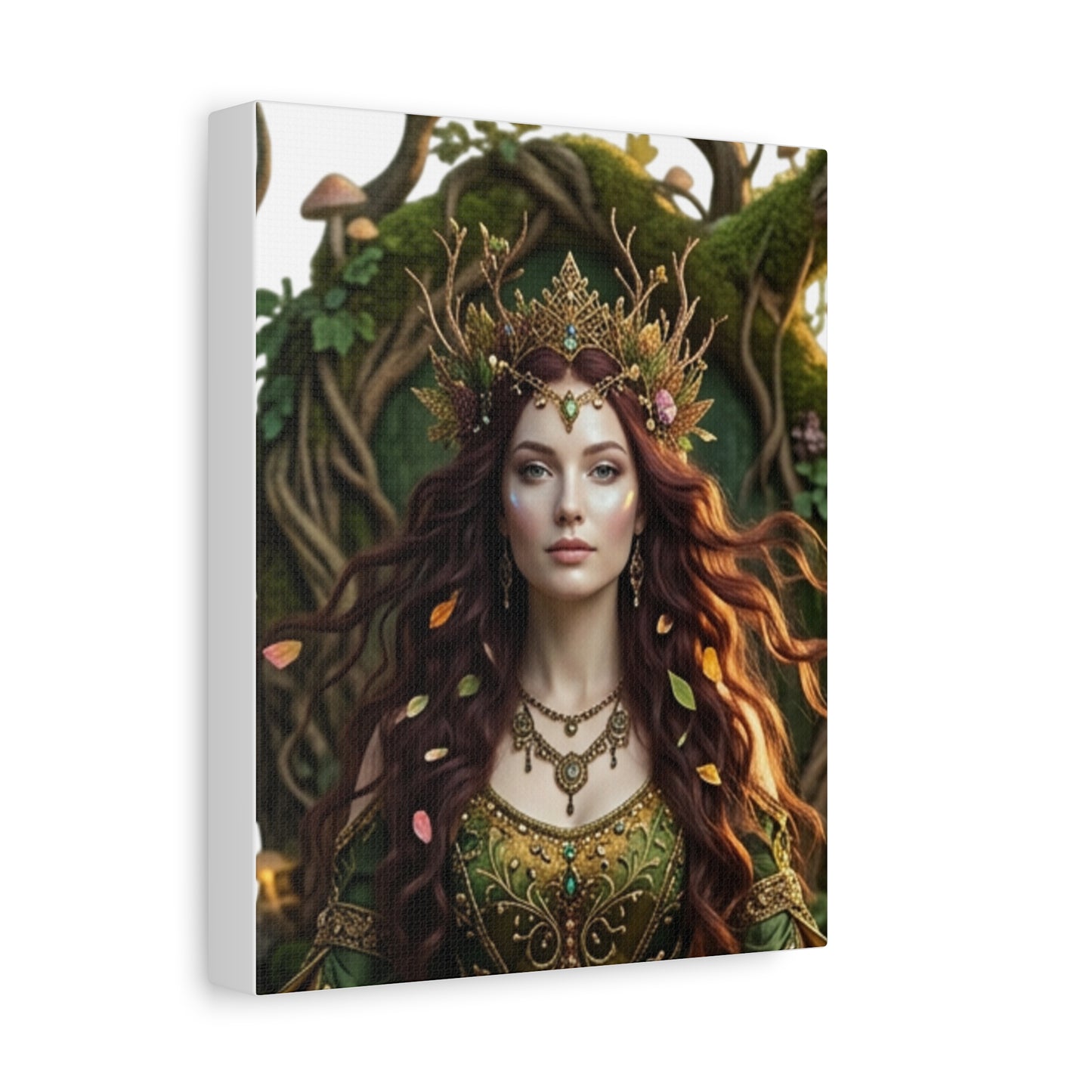 Forest Goddess Canvas Print – Ethereal Redhead Portrait Matte Stretched Wall Art