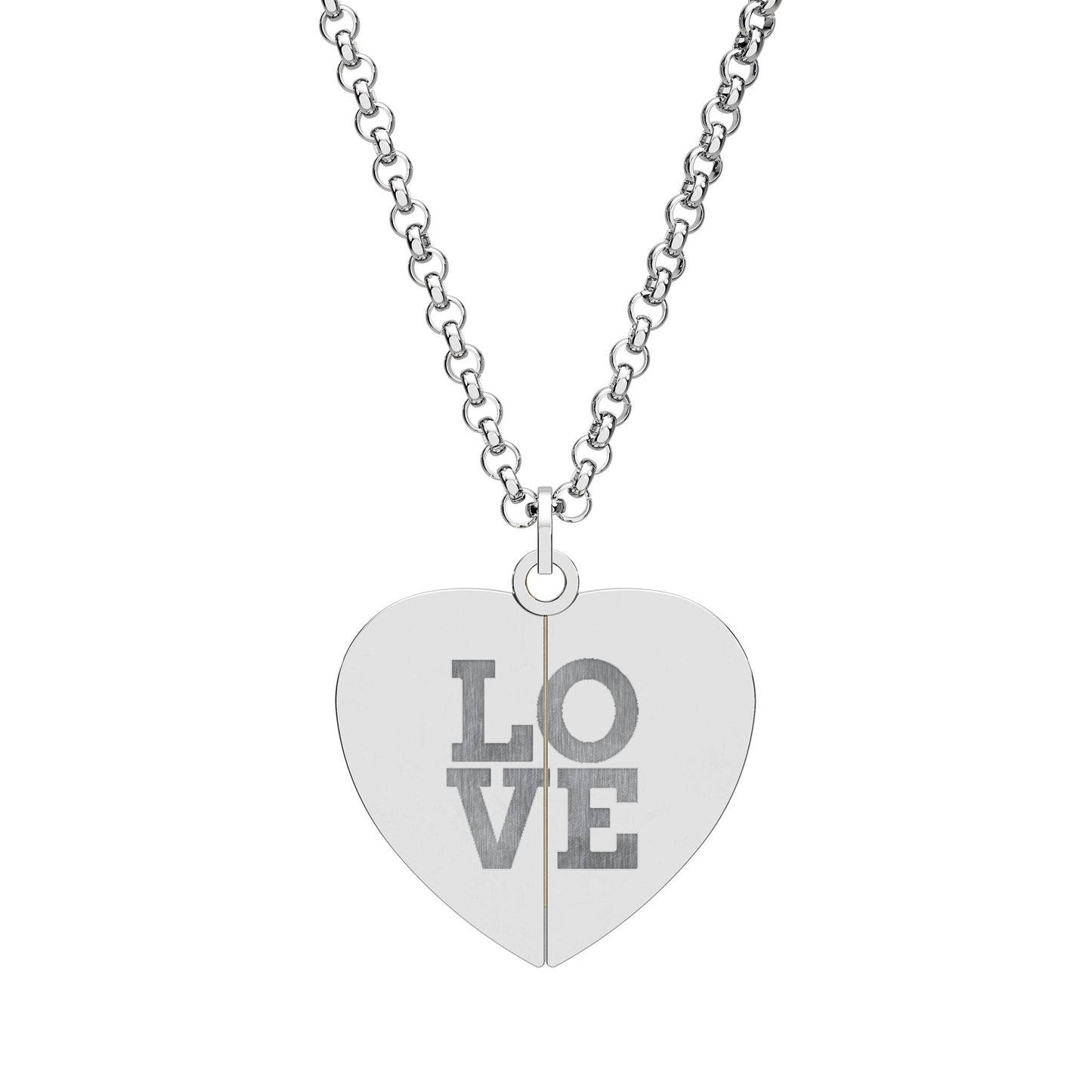 Engraved Hidden Message Heart Necklace — Split 'LOVE' Locket with Secret Disc