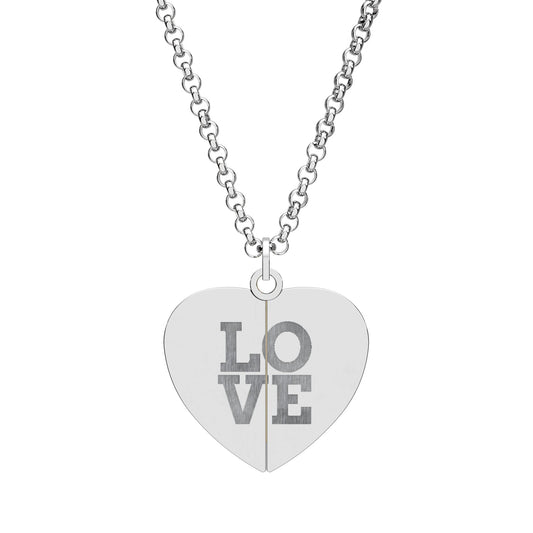 Engraved Hidden Message Heart Necklace — Split 'LOVE' Locket with Secret Disc
