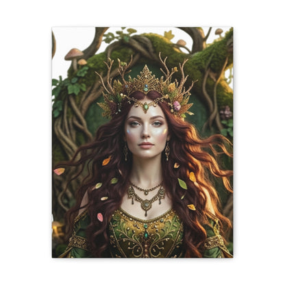 Forest Goddess Canvas Print – Ethereal Redhead Portrait Matte Stretched Wall Art