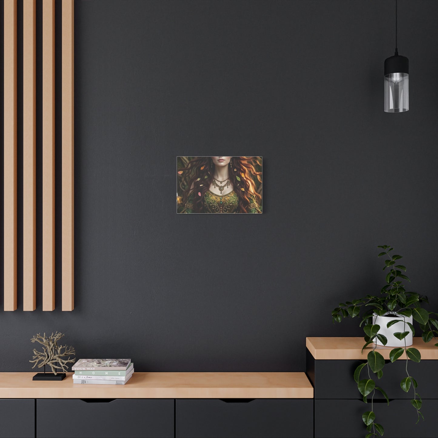 Forest Goddess Canvas Print – Ethereal Redhead Portrait Matte Stretched Wall Art