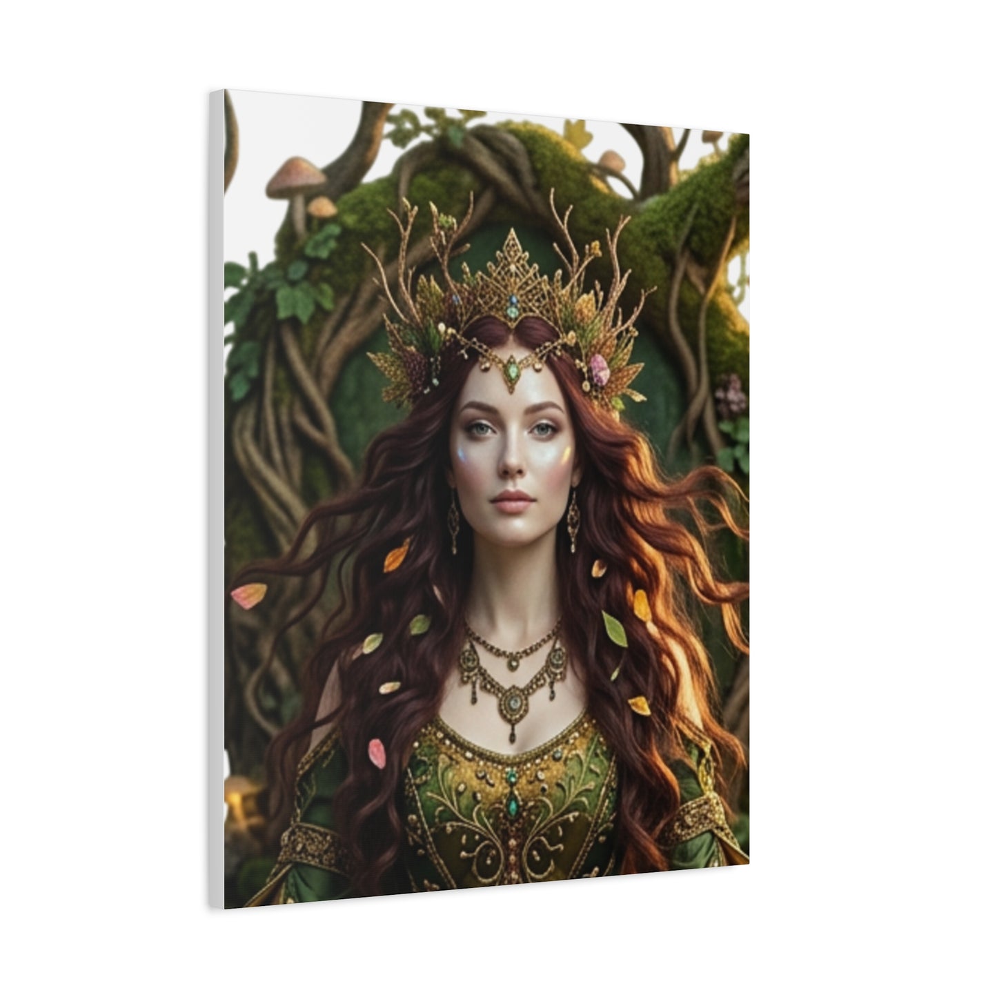 Forest Goddess Canvas Print – Ethereal Redhead Portrait Matte Stretched Wall Art
