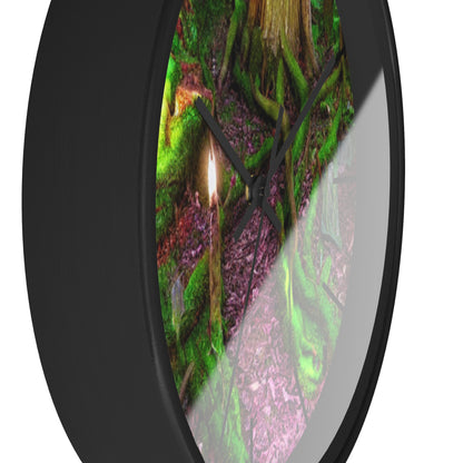 Enchanted Forest Wall Clock — Mossy Tree Roots with Candlelight
