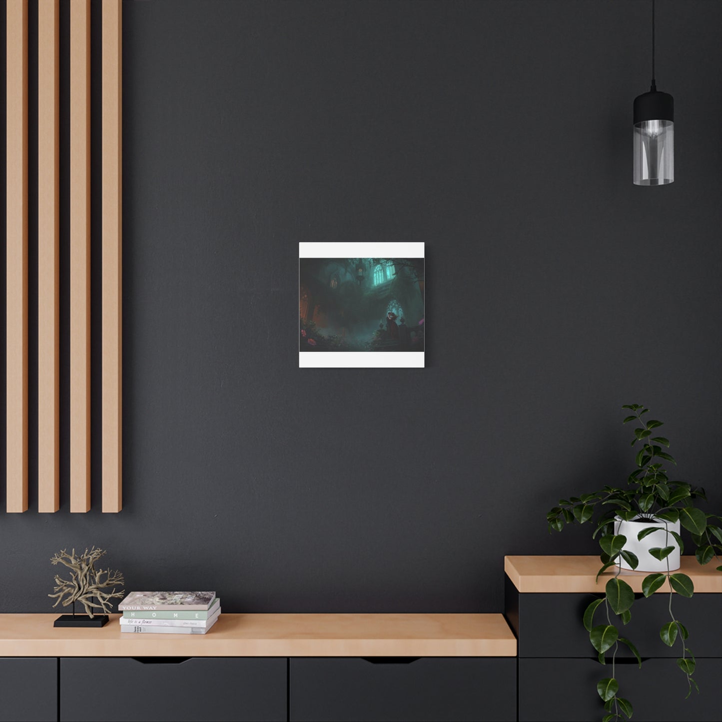 Gothic Romance Matte Canvas Wall Art — Enchanted Ruins with Lovers