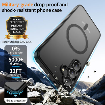 for Samsung Galaxy S24/S25 Case with 2 PCS Screen Protector (Compatible with Magsafe)(Military Grade Drop Protection) Slim Translucent Matte & Anti-Fingerprint Phone Cover for S24/S25,Black