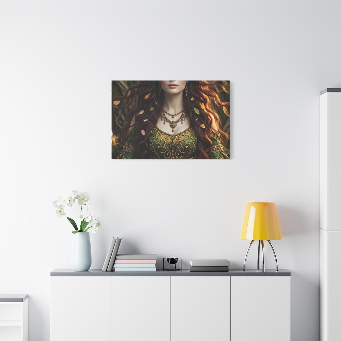 Forest Goddess Canvas Print – Ethereal Redhead Portrait Matte Stretched Wall Art