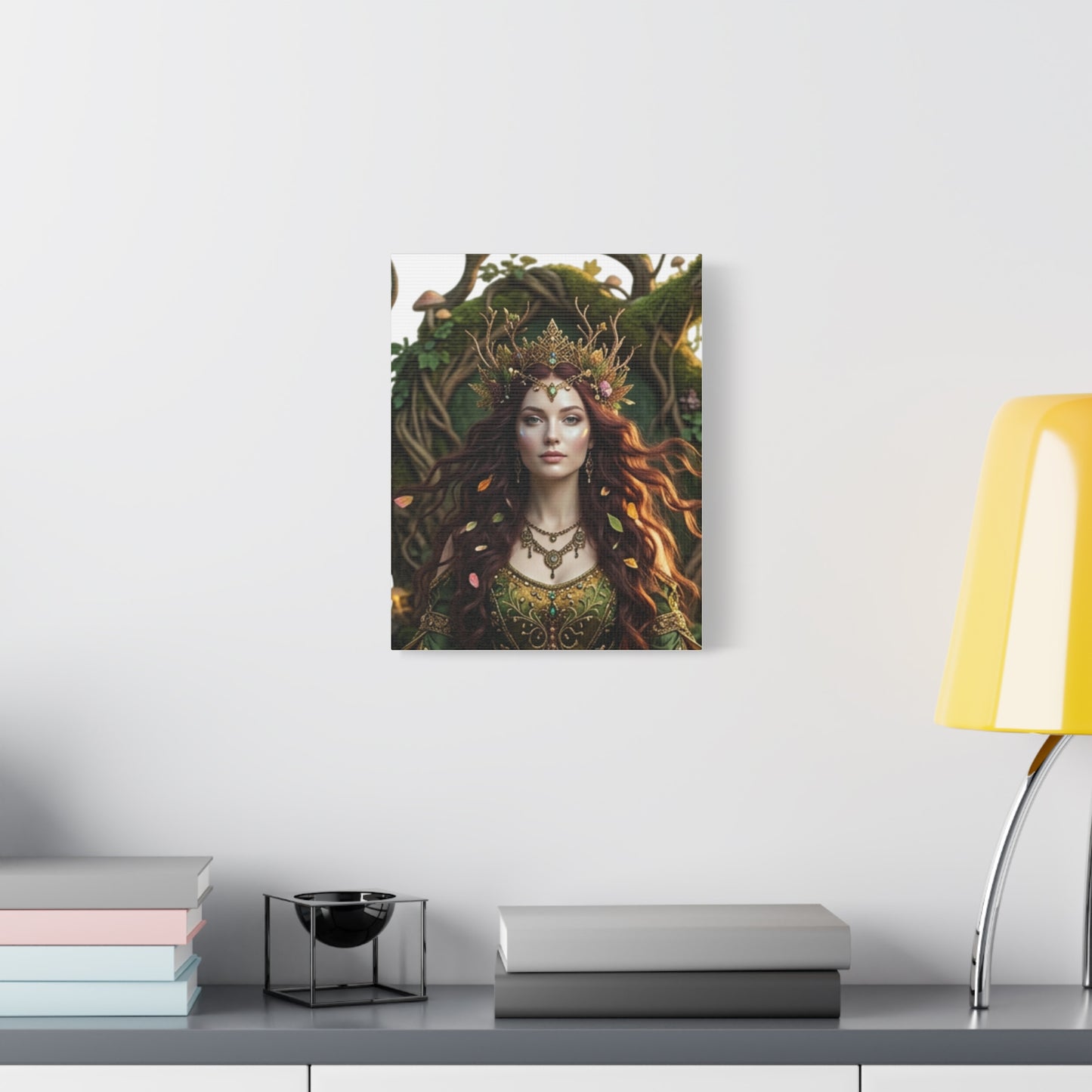 Forest Goddess Canvas Print – Ethereal Redhead Portrait Matte Stretched Wall Art