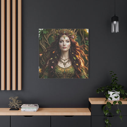 Forest Goddess Canvas Print – Ethereal Redhead Portrait Matte Stretched Wall Art