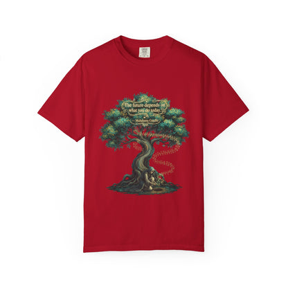 Tree of Wisdom T‑Shirt — "The future depends on what we do today" Nature Quote Tee