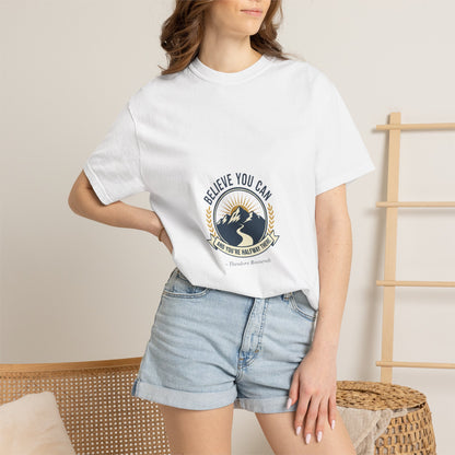 Believe You Can Mountain Motif T-Shirt