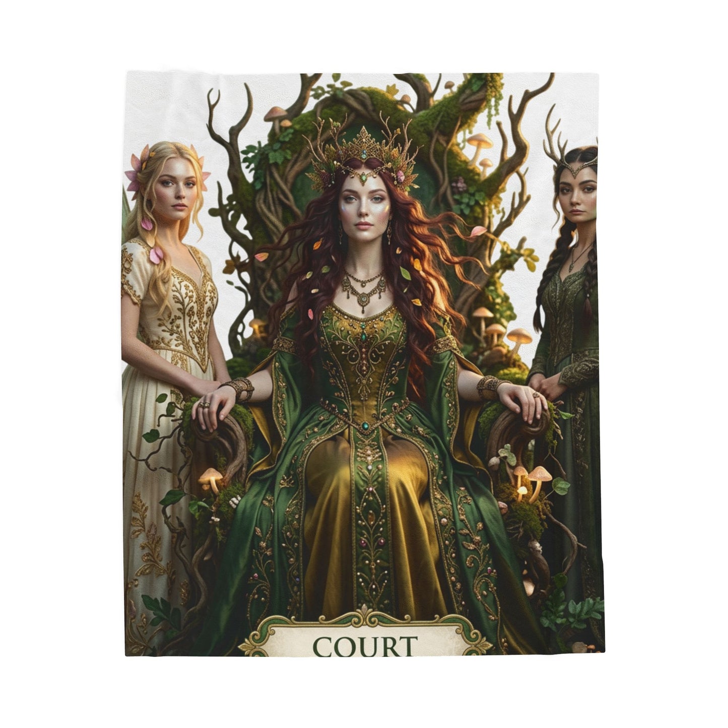 Court of the Forest Queen Velveteen Plush Blanket — Fantasy Goddess Throw