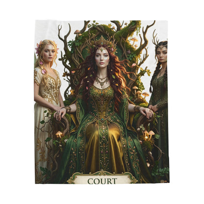 Court of the Forest Queen Velveteen Plush Blanket — Fantasy Goddess Throw