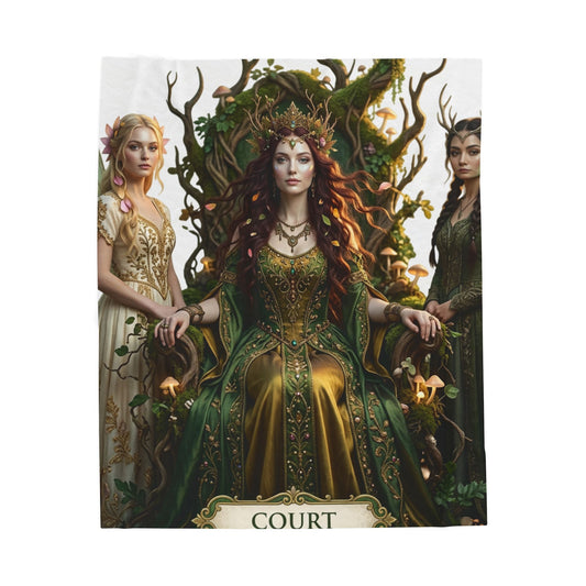 Court of the Forest Queen Velveteen Plush Blanket — Fantasy Goddess Throw