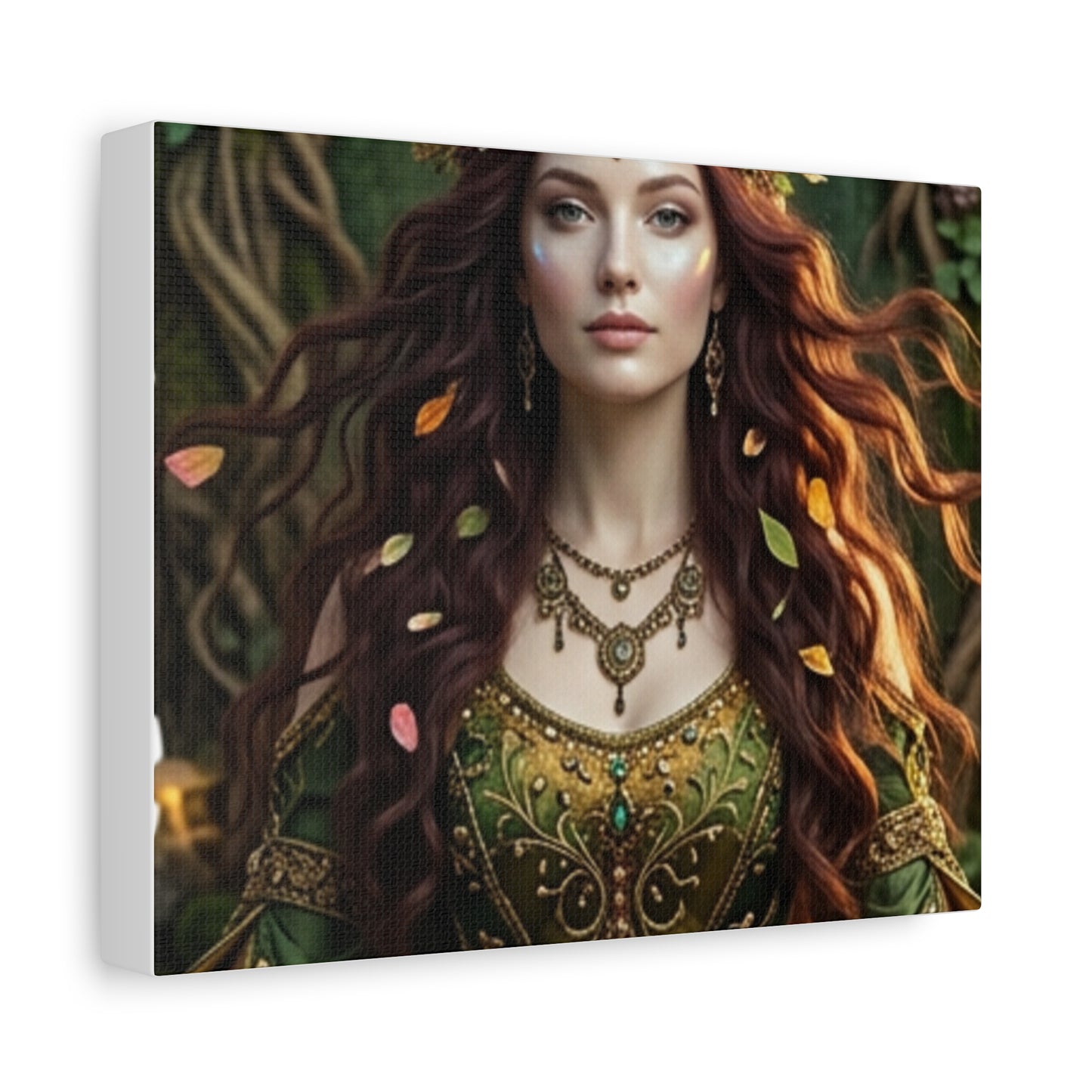 Forest Goddess Canvas Print – Ethereal Redhead Portrait Matte Stretched Wall Art