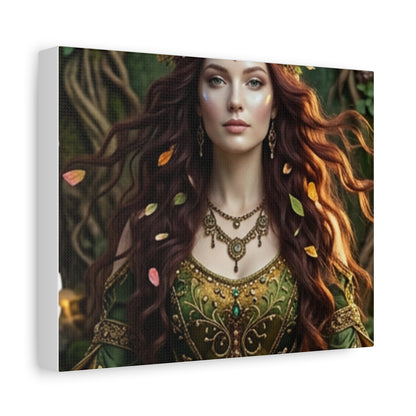 Forest Goddess Canvas Print – Ethereal Redhead Portrait Matte Stretched Wall Art