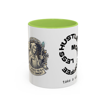 Motivational Hustle Accent Coffee Mug — “Less Hustle, More Coffee”