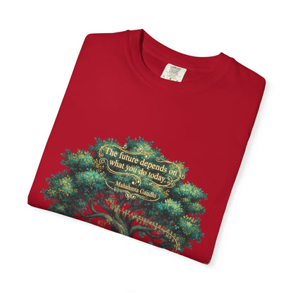 Tree of Wisdom T‑Shirt — "The future depends on what we do today" Nature Quote Tee