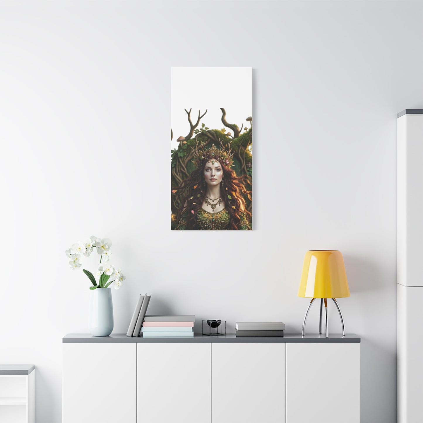 Forest Goddess Canvas Print – Ethereal Redhead Portrait Matte Stretched Wall Art