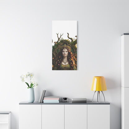 Forest Goddess Canvas Print – Ethereal Redhead Portrait Matte Stretched Wall Art