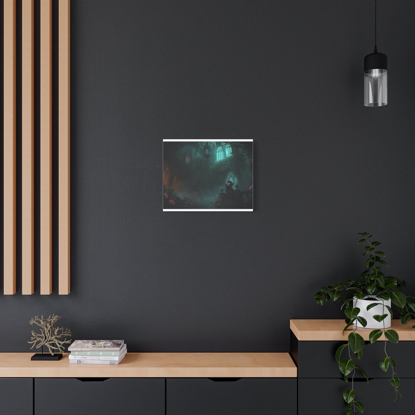 Gothic Romance Matte Canvas Wall Art — Enchanted Ruins with Lovers